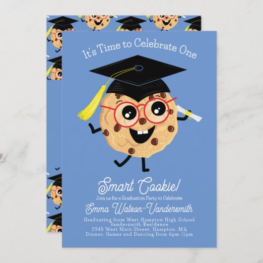 Niedlicher Cartoon für Smart Cookie Graduation Par Einladung (Vorne/Hinten)
