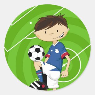 Niedlicher Cartoon-Fußball-Fußball-Junge Runder Aufkleber