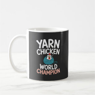 Niedlicher Cartoon-Garn-Huhn-Weltmeister Kaffeetasse