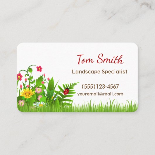 Niedlicher Cartoon Gartengarten Landschaftsgärten Visitenkarte (Vorderseite)