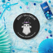 Niedlicher Cartoon Geist mit Hexenhutenhut Hallowe Pappteller (Party)