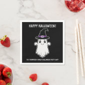 Niedlicher Cartoon Geist mit Hexenhutenhut Hallowe Serviette (Beispiel)
