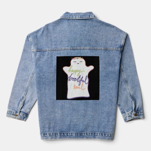 Niedlicher Cartoon-Geist mit Text Jeansjacke (Rückseite)