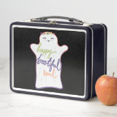 Niedlicher Cartoon-Geist mit Text Metall Brotdose (Beispiel)