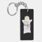 Niedlicher Cartoon-Geist mit Text Schlüsselanhänger (Vorderseite links)