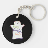 Niedlicher Cartoon-Geist mit Text Schlüsselanhänger (Rückseite)