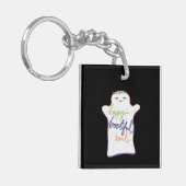 Niedlicher Cartoon-Geist mit Text Schlüsselanhänger (Vorderseite links)