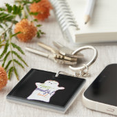 Niedlicher Cartoon-Geist mit Text Schlüsselanhänger (Vorderseite rechts)