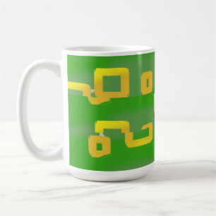 Niedlicher Cartoon Gelbe Quadrate grün Kaffeetasse