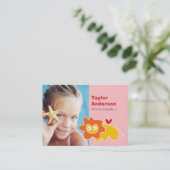 Niedlicher Cartoon Gelber Löwe Foto Kinderspiel Da Telefonnummerkarte (Stehend Vorderseite)