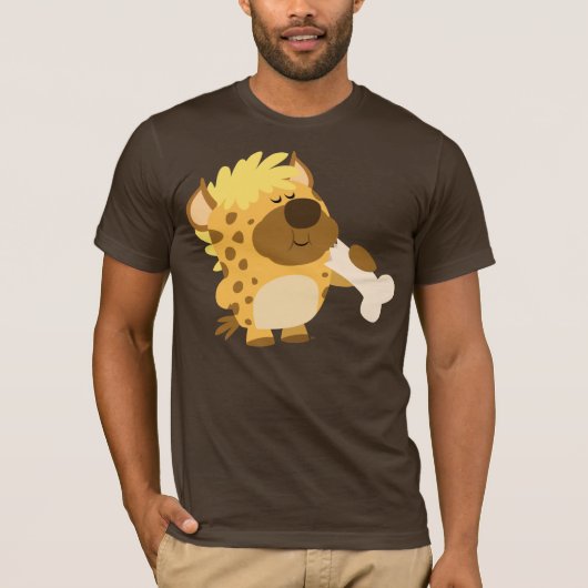 Niedlicher Cartoon Gepunktet Hyena zerbricht Knoch T-Shirt (Vorderseite)
