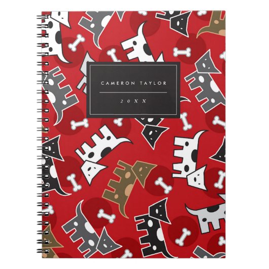 Niedlicher Cartoon Gepunktete Hunde und Knochen Notizblock (Vorderseite)