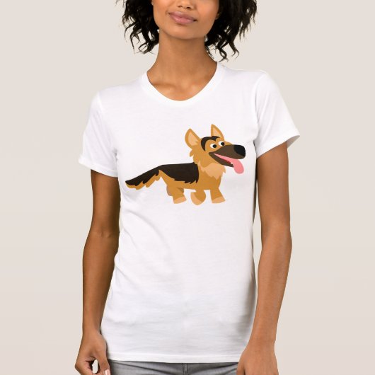 Niedlicher Cartoon German Shepherd Dog Women T - S T-Shirt (Vorderseite)