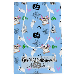 niedlicher Cartoon Ghost Bulldog Halloween-Gifttas Mittlere Geschenktüte