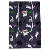 niedlicher Cartoon Ghost Bulldog Halloween-Gifttas Mittlere Geschenktüte (Rückseite)