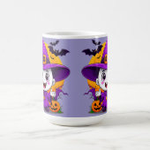 Niedlicher Cartoon Ghost in Hexenhut Kaffeetasse (Mittel)
