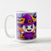 Niedlicher Cartoon Ghost in Hexenhut Kaffeetasse (Links)