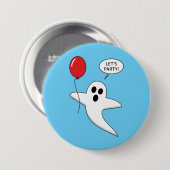 Niedlicher Cartoon Ghost mit Red Balloon Button (Vorne & Hinten)