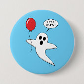 Niedlicher Cartoon Ghost mit Red Balloon Button (Vorderseite)