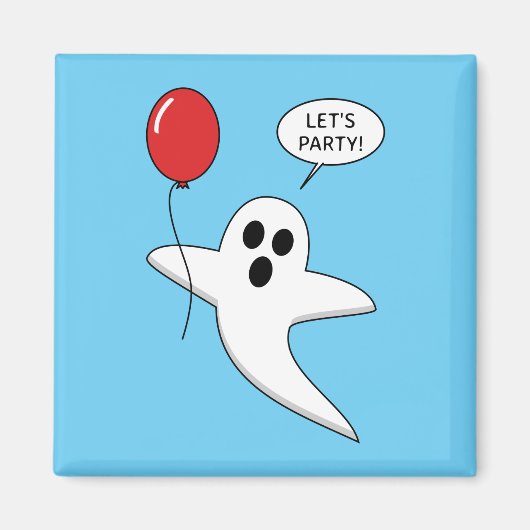 Niedlicher Cartoon Ghost mit Red Balloon Magnet (Vorne)
