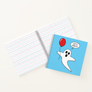 Niedlicher Cartoon Ghost mit Red Balloon Notizblock