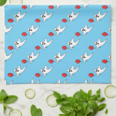 Niedlicher Cartoon Ghost mit Red Balloon Pattern Geschirrtuch (Gefaltet)