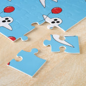 Niedlicher Cartoon Ghost mit Red Balloon Pattern Puzzle (Seite)