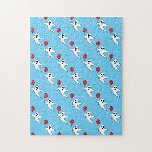 Niedlicher Cartoon Ghost mit Red Balloon Pattern Puzzle (Vertikal)