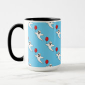 Niedlicher Cartoon Ghost mit Red Balloon Pattern Tasse (Links)