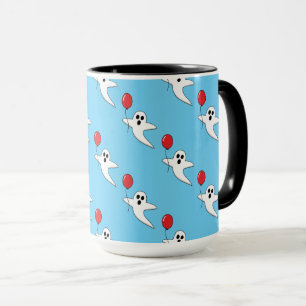 Niedlicher Cartoon Ghost mit Red Balloon Pattern Tasse