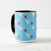 Niedlicher Cartoon Ghost mit Red Balloon Pattern Tasse (Vorderseite Links)