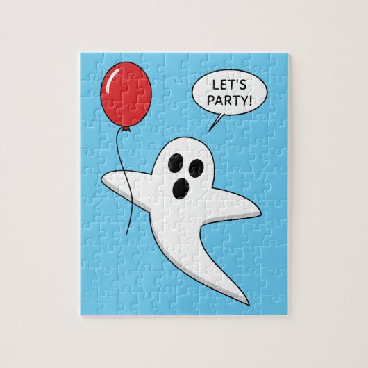 Niedlicher Cartoon Ghost mit Red Balloon Puzzle (Vertikal)