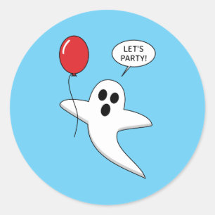 Niedlicher Cartoon Ghost mit Red Balloon Runder Aufkleber