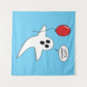 Niedlicher Cartoon Ghost mit Red Balloon Wandteppich (Vorderseite (Horizontal))