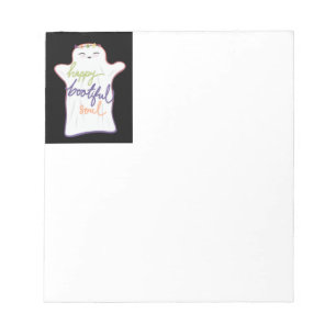 Niedlicher Cartoon-Ghost mit Textepad Notizblock