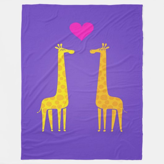 Niedlicher Cartoon Giraffe Couple in Liebe Fleecedecke (Vorderseite)