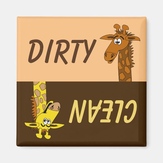 Niedlicher Cartoon Giraffe Dirty Clean Geschirrspü Magnet (Vorne)