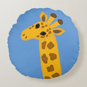 Niedlicher Cartoon Giraffe Golden Yellow Brown Ani Rundes Kissen