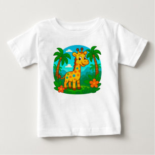 Niedlicher Cartoon Giraffe in einer tropischen Lan Baby T-shirt