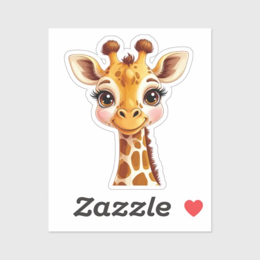 Niedlicher Cartoon Giraffe Lächeln Aufkleber (Blatt)