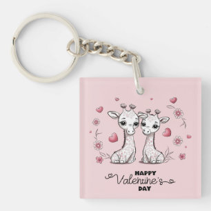 Niedlicher Cartoon Giraffe Liebhaber Herzenslust V Schlüsselanhänger