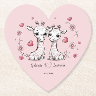 Niedlicher Cartoon Giraffe Liebhaber Herzenslust V Untersetzer
