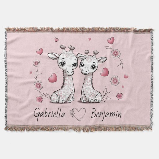 Niedlicher Cartoon Giraffe Liebhaber Herzlich Will Decke (Vorderseite)