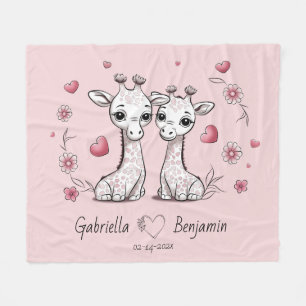 Niedlicher Cartoon Giraffe Liebhaber Herzlich Will Fleecedecke
