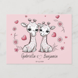 Niedlicher Cartoon Giraffe Liebhaber Herzlich Will Postkarte