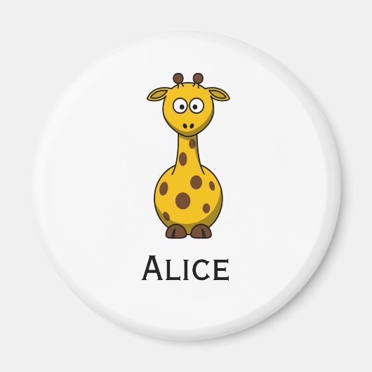 Niedlicher Cartoon Giraffe Magnet mit Kindername (Vorne)