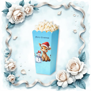 Niedlicher Cartoon Giraffe mit Weihnachtsmannmütze Geschenkschachtel