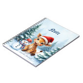 Niedlicher Cartoon Giraffe mit Weihnachtsmannmütze Notizblock (Linke Seite)