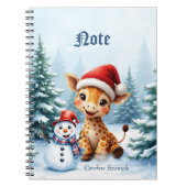 Niedlicher Cartoon Giraffe mit Weihnachtsmannmütze Notizblock (Vorderseite)