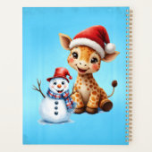 Niedlicher Cartoon Giraffe mit Weihnachtsmannmütze Planer (Rückseite)